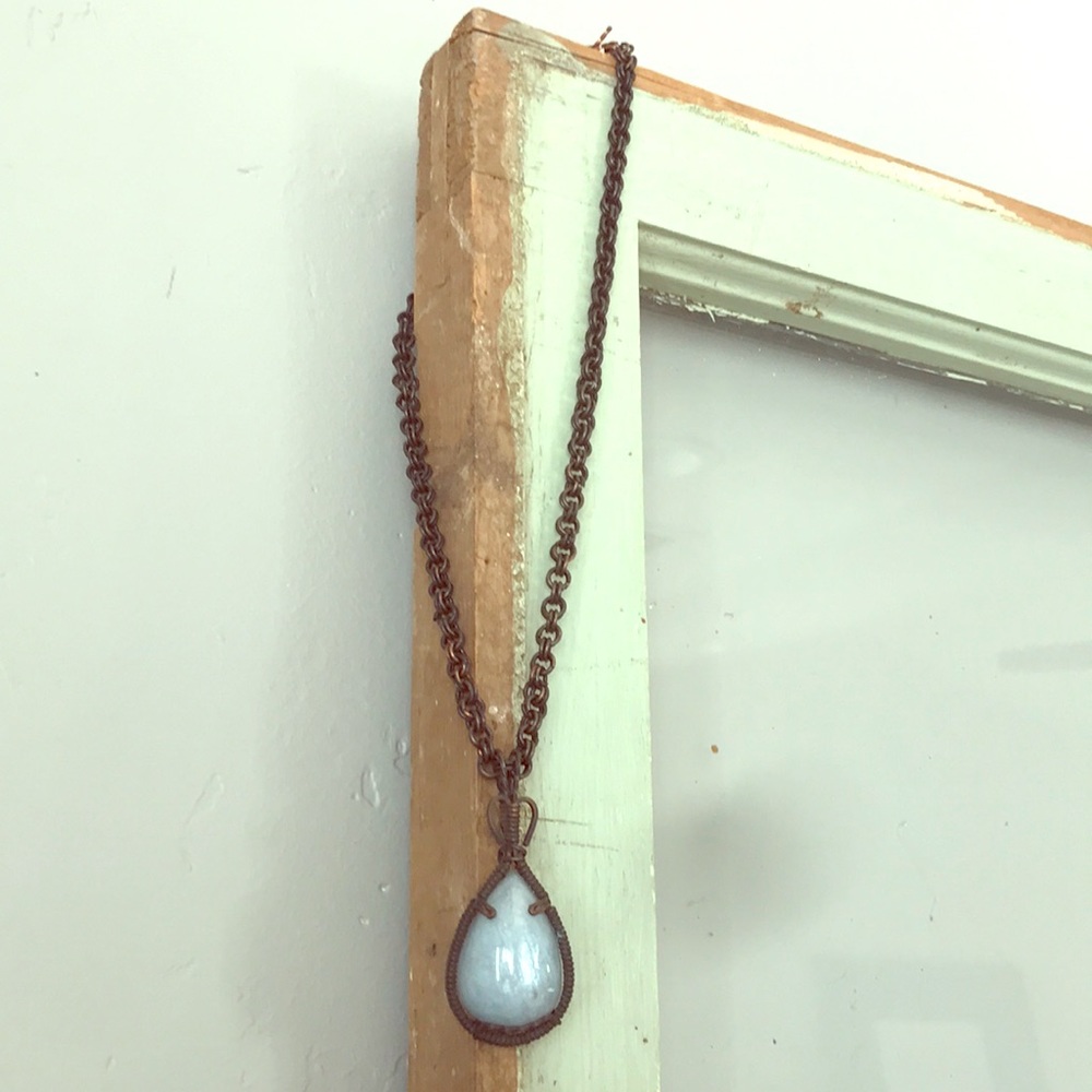 Handmade wire wrapped blue larimar necklace💙
